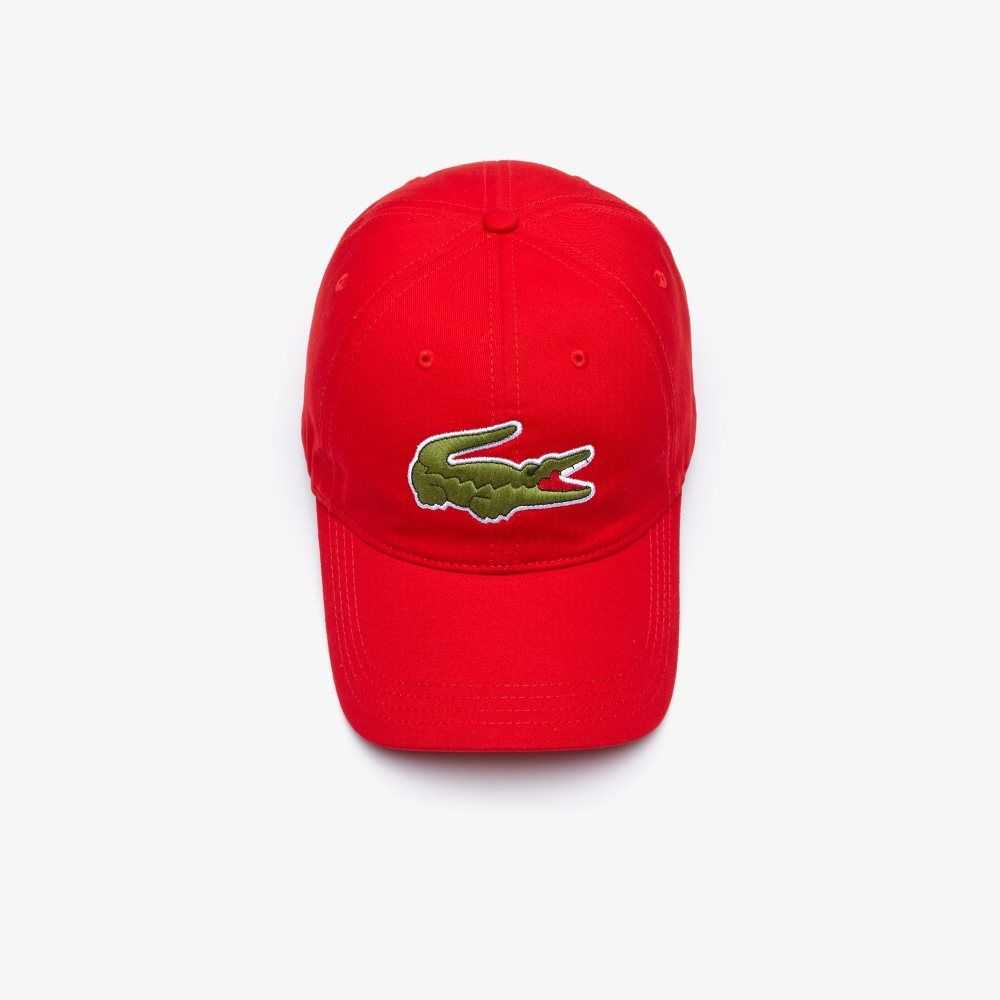 Lacoste Contrast Strap And Oversized Crocodile Cotton Cap Red | ITV-401362