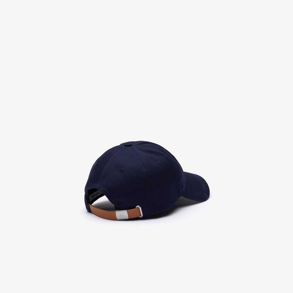 Lacoste Contrast Strap And Oversized Crocodile Cotton Cap Navy Blue | WHV-693587