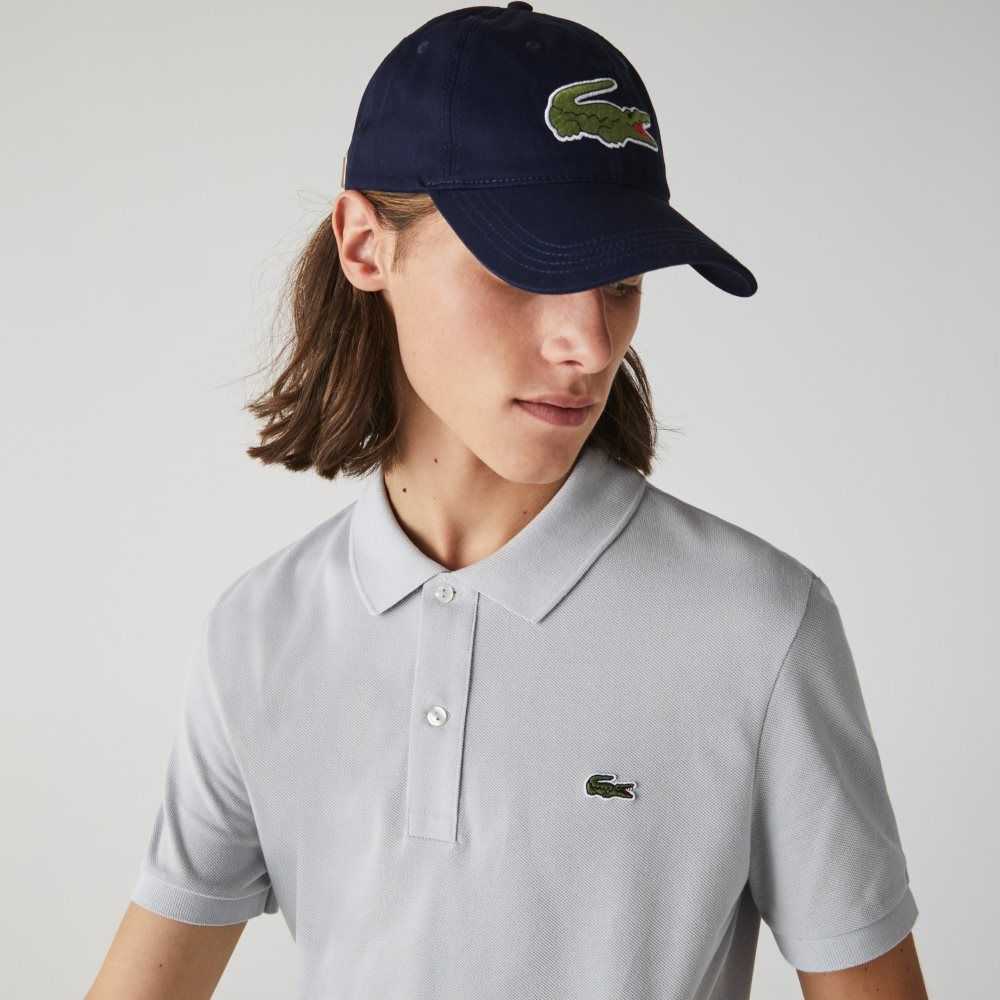 Lacoste Contrast Strap And Oversized Crocodile Cotton Cap Navy Blue | WHV-693587