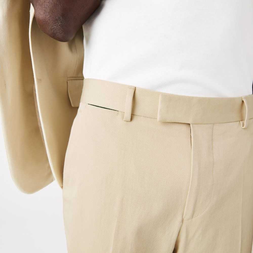 Lacoste Cotton And Linen Blend Pleated Pants Beige | LQE-581372