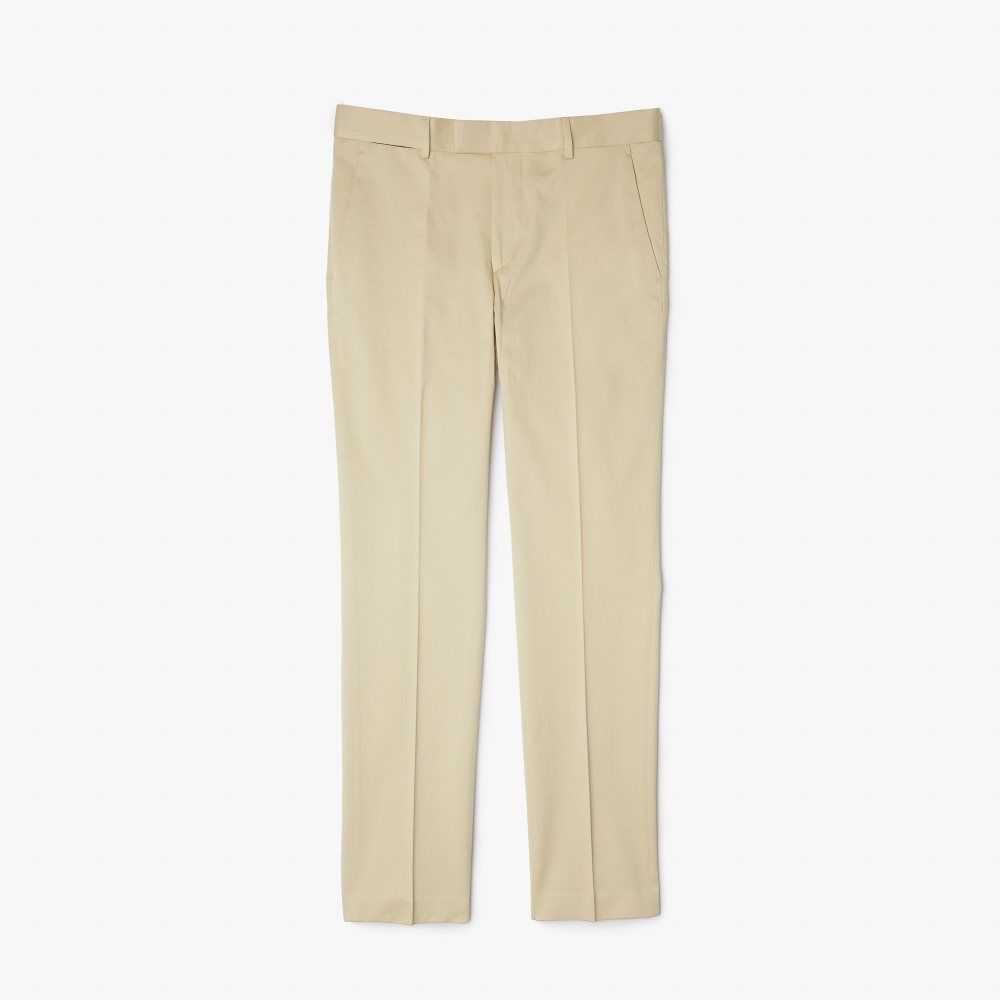 Lacoste Cotton And Linen Blend Pleated Pants Beige | LQE-581372