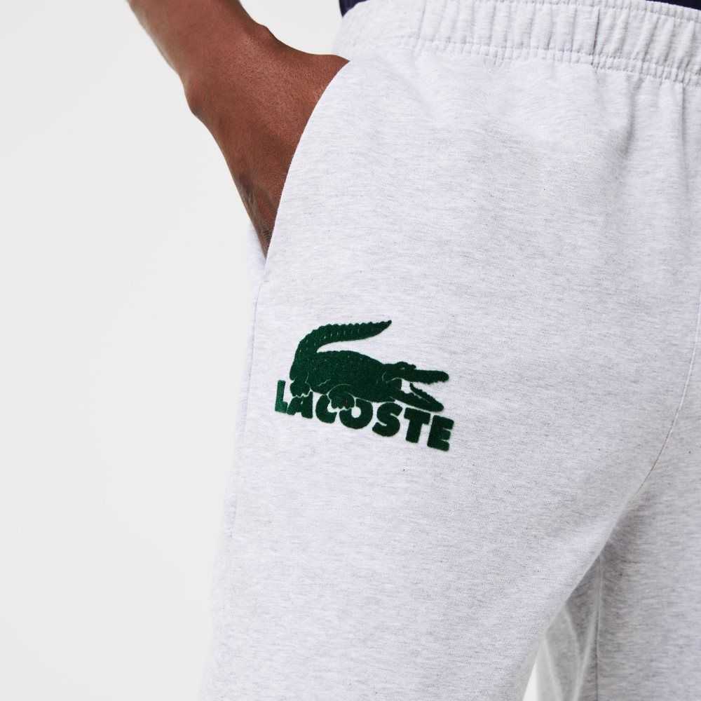 Lacoste Cotton Fleece Lounge Joggers Grey Chine / Green | ZTA-762301