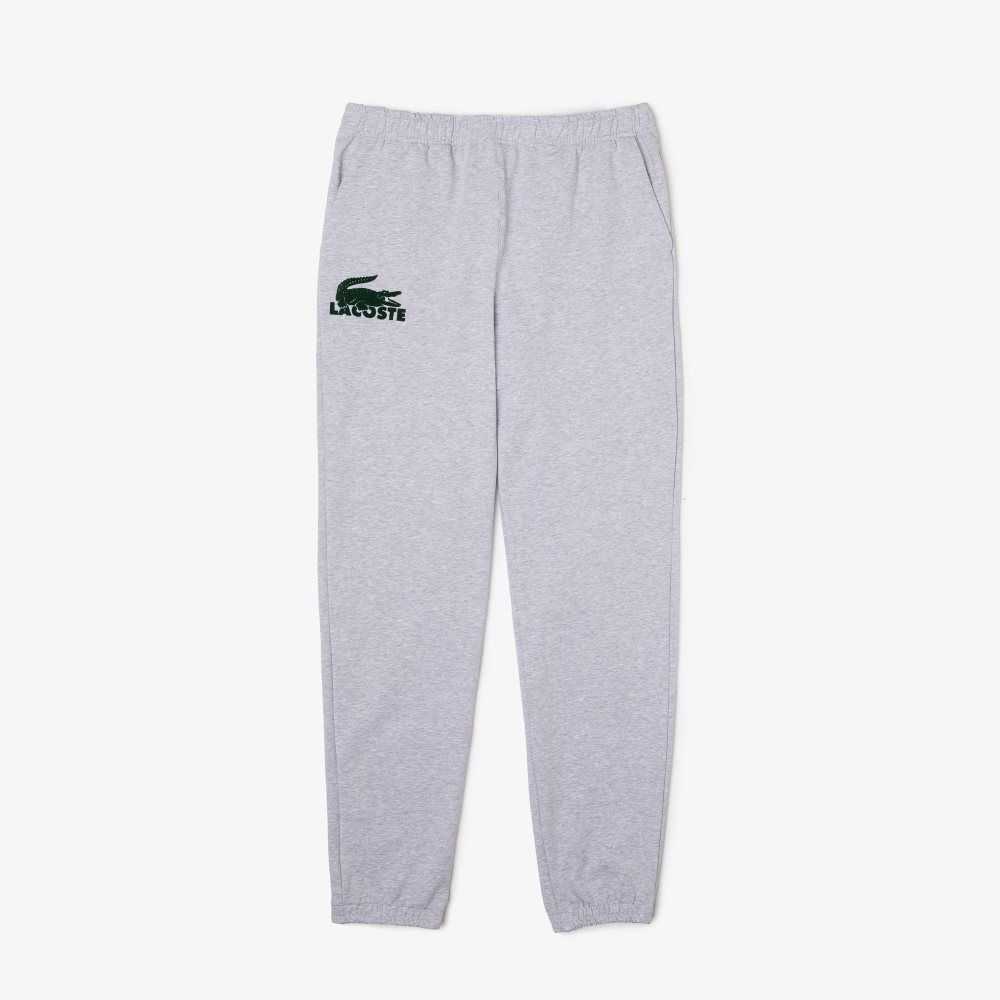 Lacoste Cotton Fleece Lounge Joggers Grey Chine / Green | ZTA-762301