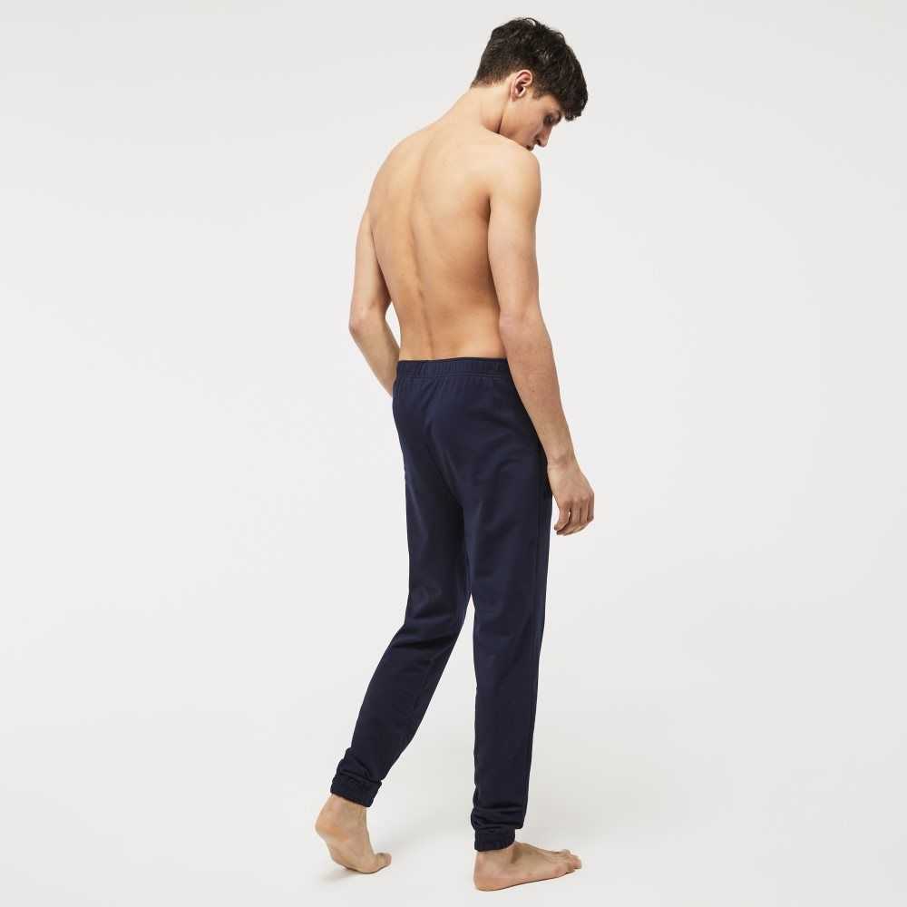 Lacoste Cotton Fleece Lounge Joggers Navy Blue | UBQ-901584