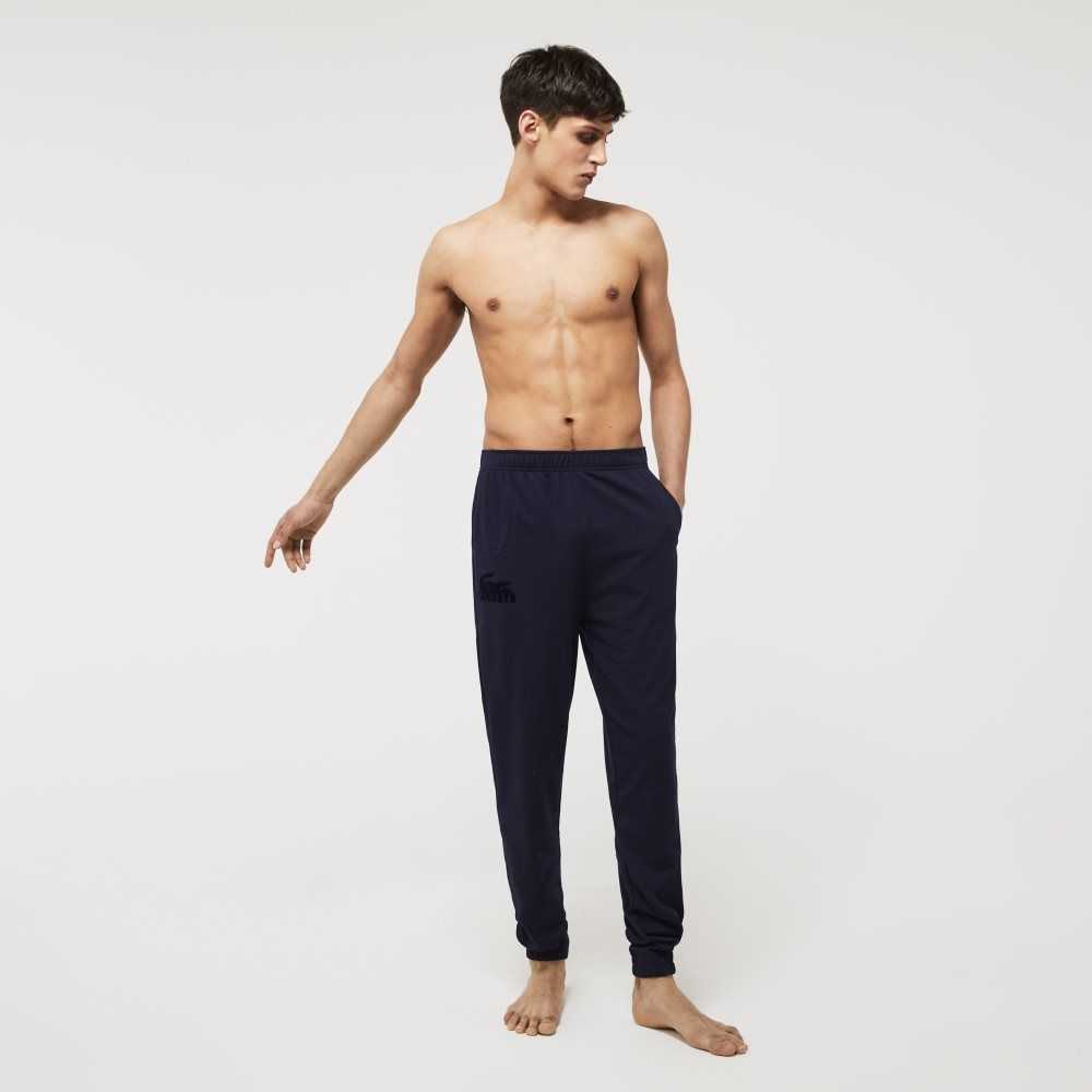 Lacoste Cotton Fleece Lounge Joggers Navy Blue | UBQ-901584