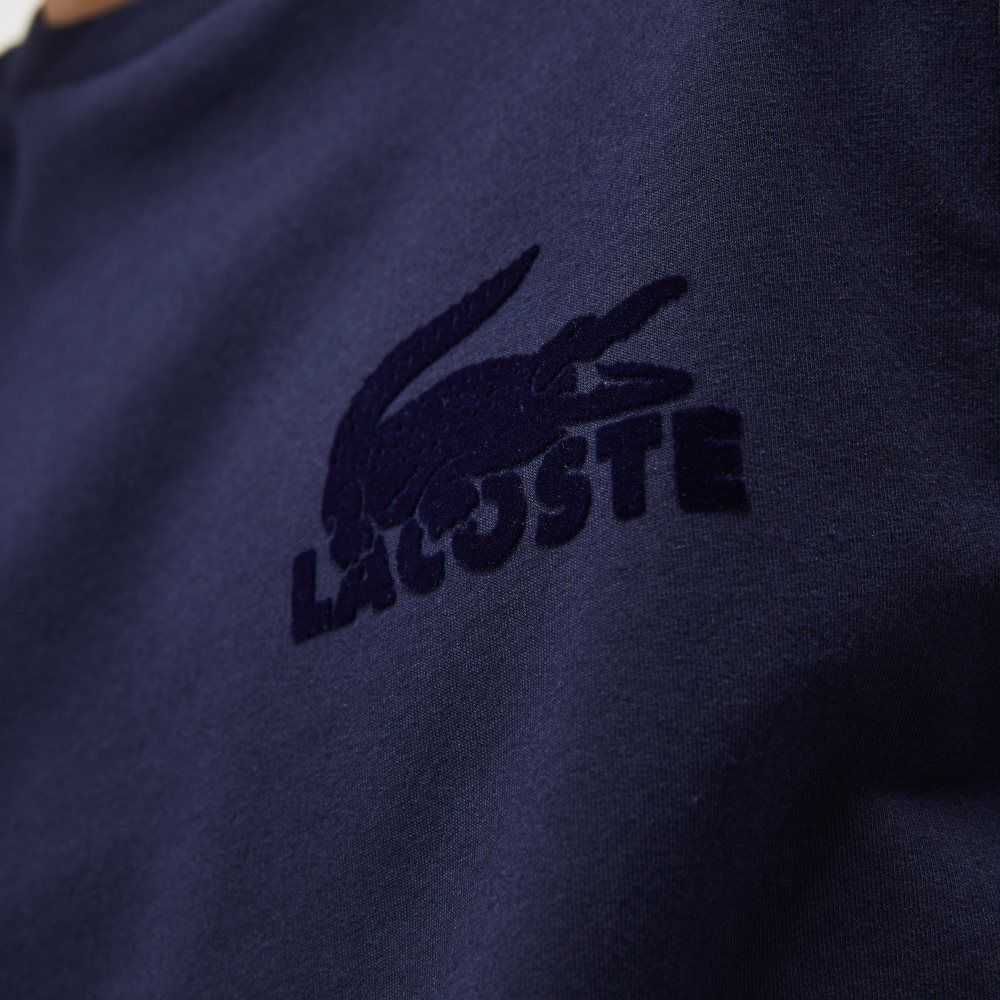 Lacoste Cotton Fleece Lounge Sweatshirt Navy Blue | RBU-285369