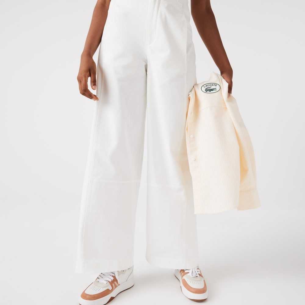 Lacoste Cotton Gabardine Pants White | OMP-062153