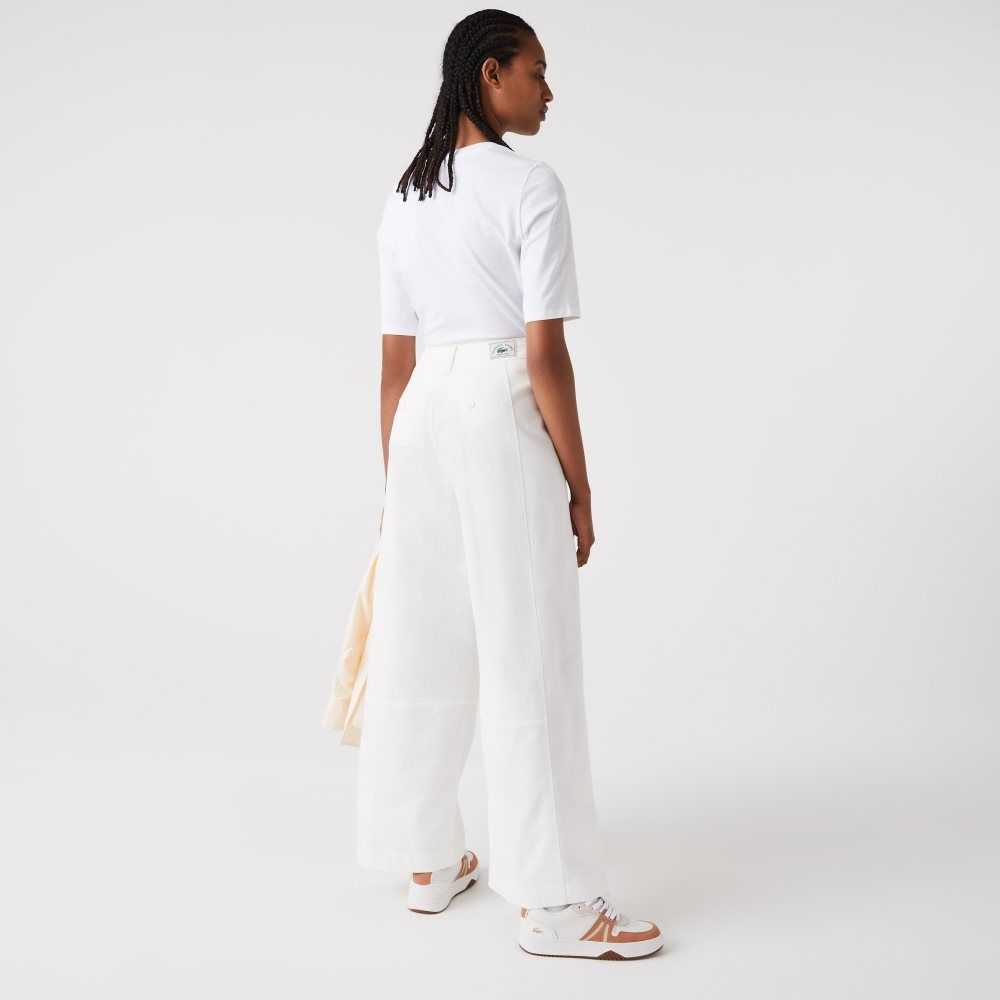 Lacoste Cotton Gabardine Pants White | OMP-062153