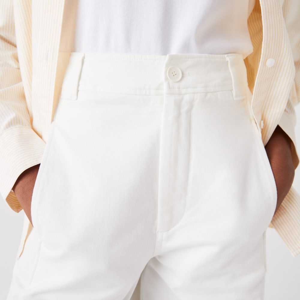 Lacoste Cotton Gabardine Pants White | OMP-062153