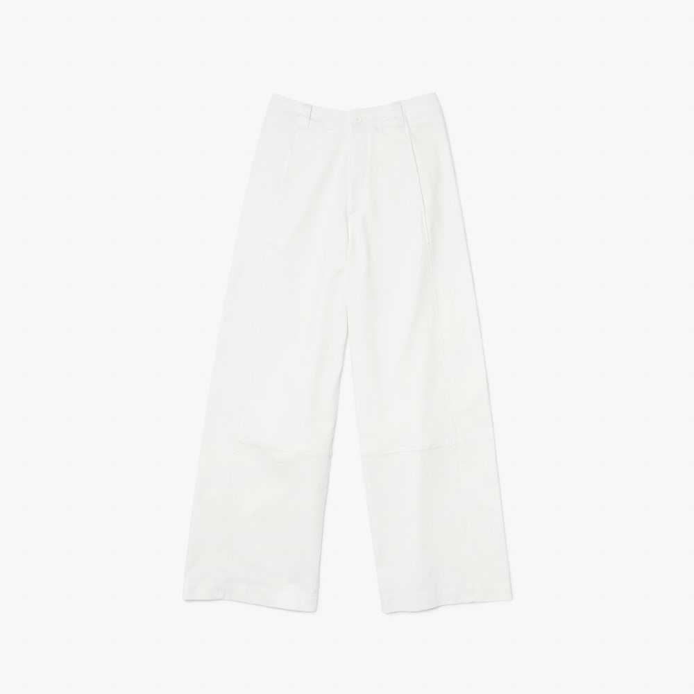 Lacoste Cotton Gabardine Pants White | OMP-062153