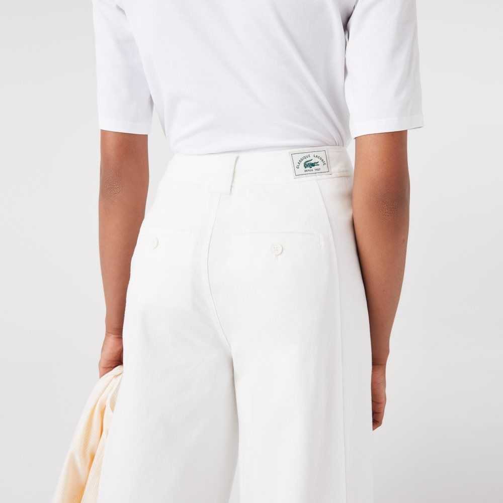 Lacoste Cotton Gabardine Pants White | OMP-062153