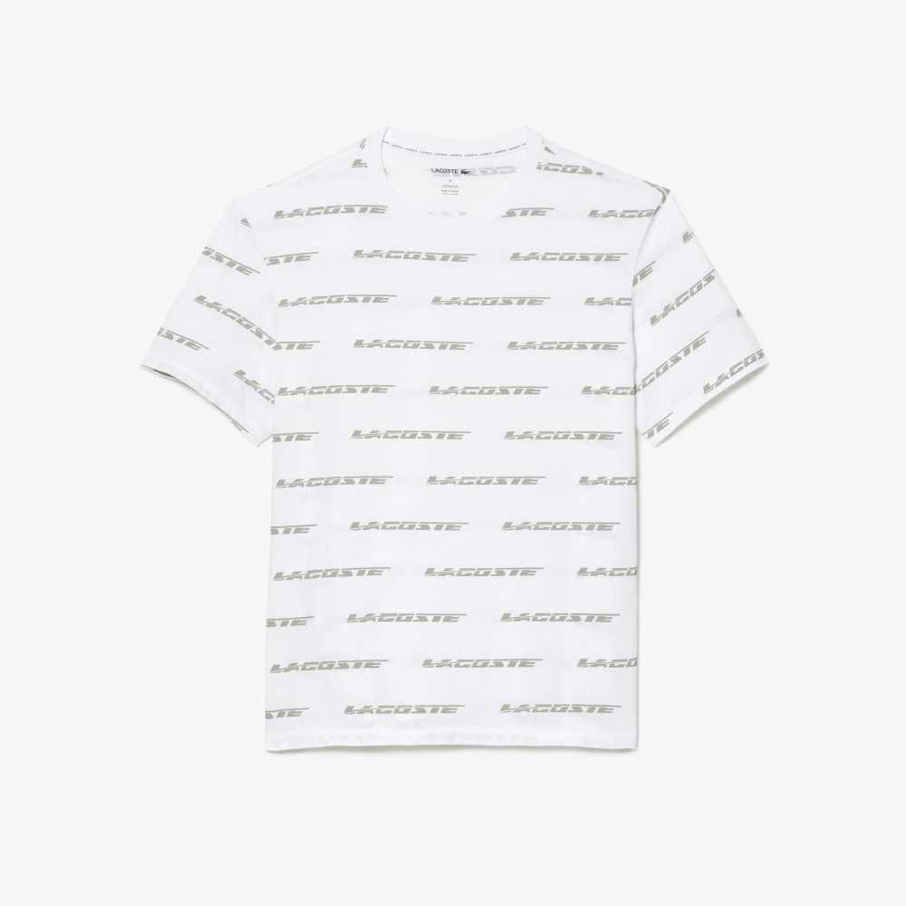 Lacoste Cotton Jersey Logo Print T-Shirt White / Khaki Green | SOQ-614903