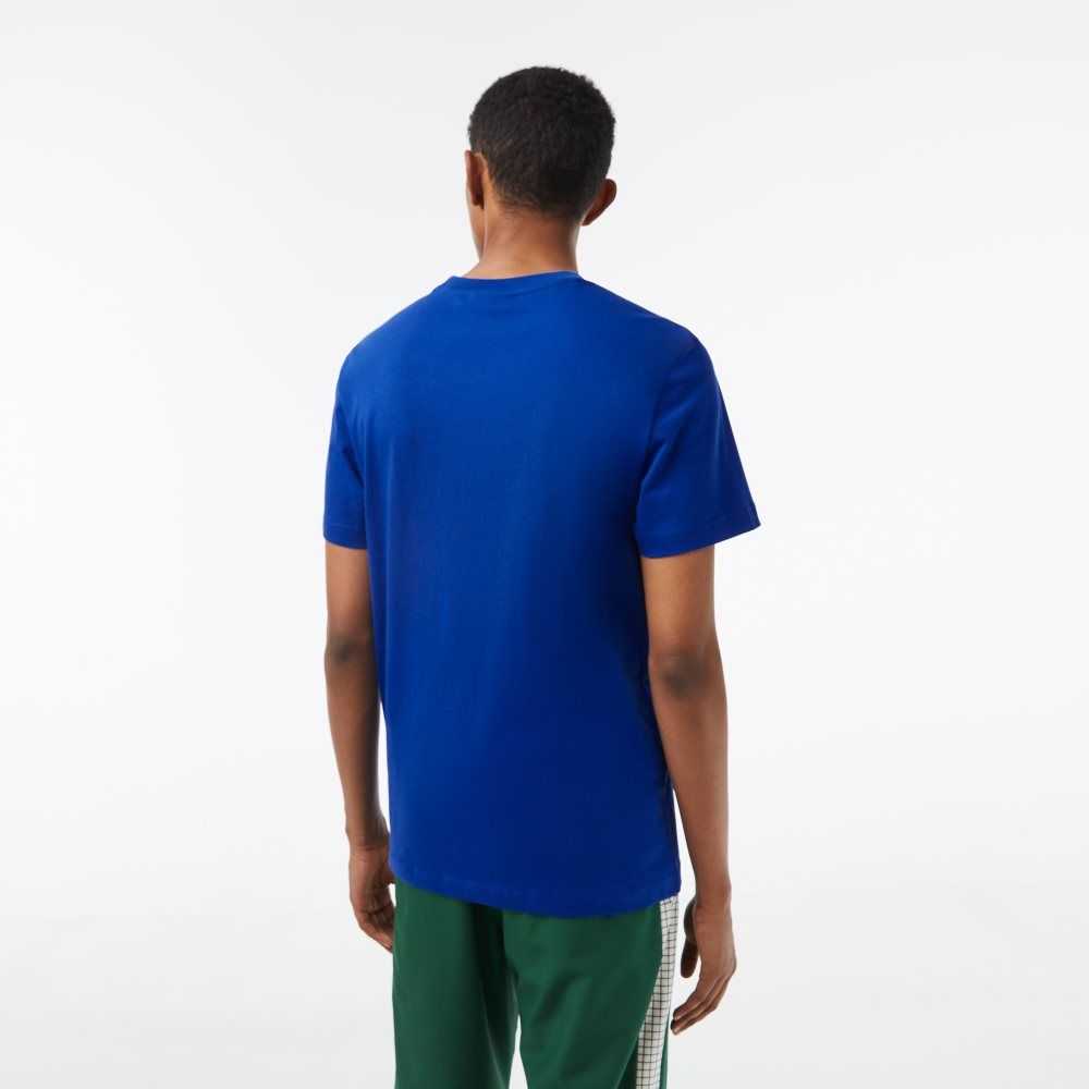 Lacoste Cotton Jersey Print T-Shirt Blue | EOZ-305812