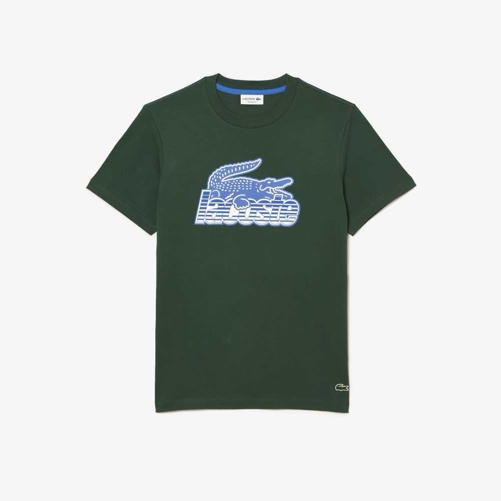 Lacoste Cotton Jersey Print T-Shirt Green | FEA-761395