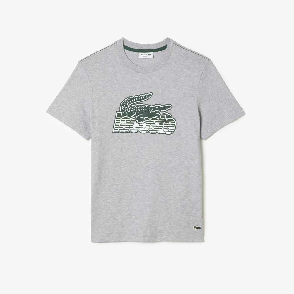 Lacoste Cotton Jersey Print T-Shirt Grey Chine | GXI-619524