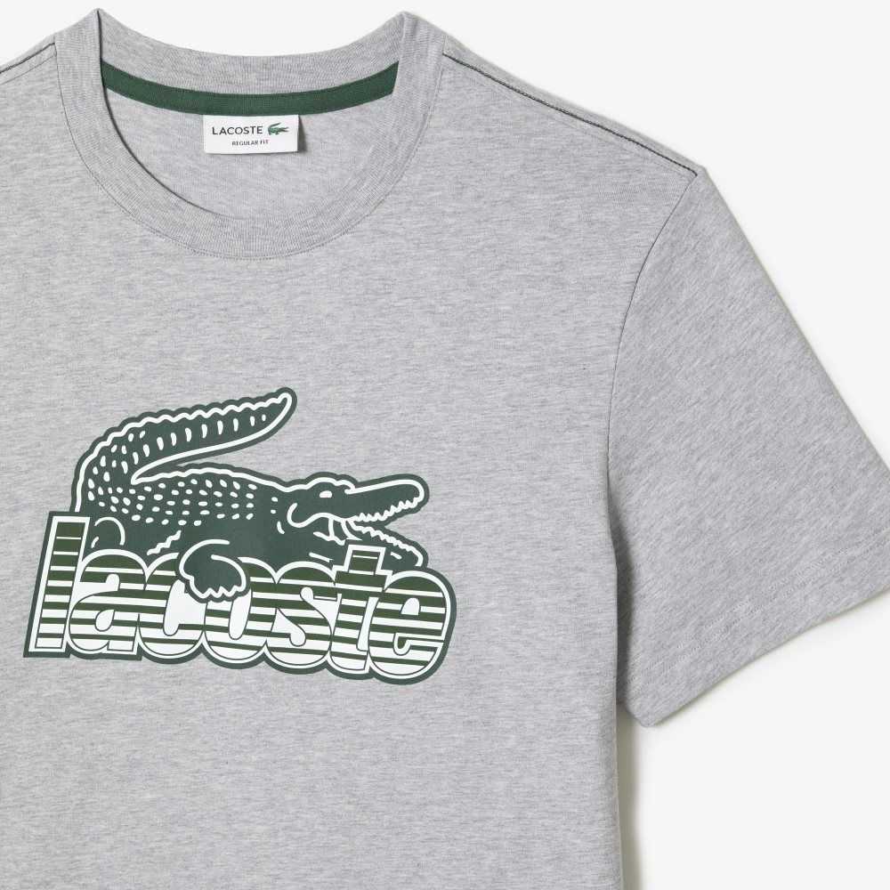 Lacoste Cotton Jersey Print T-Shirt Grey Chine | GXI-619524