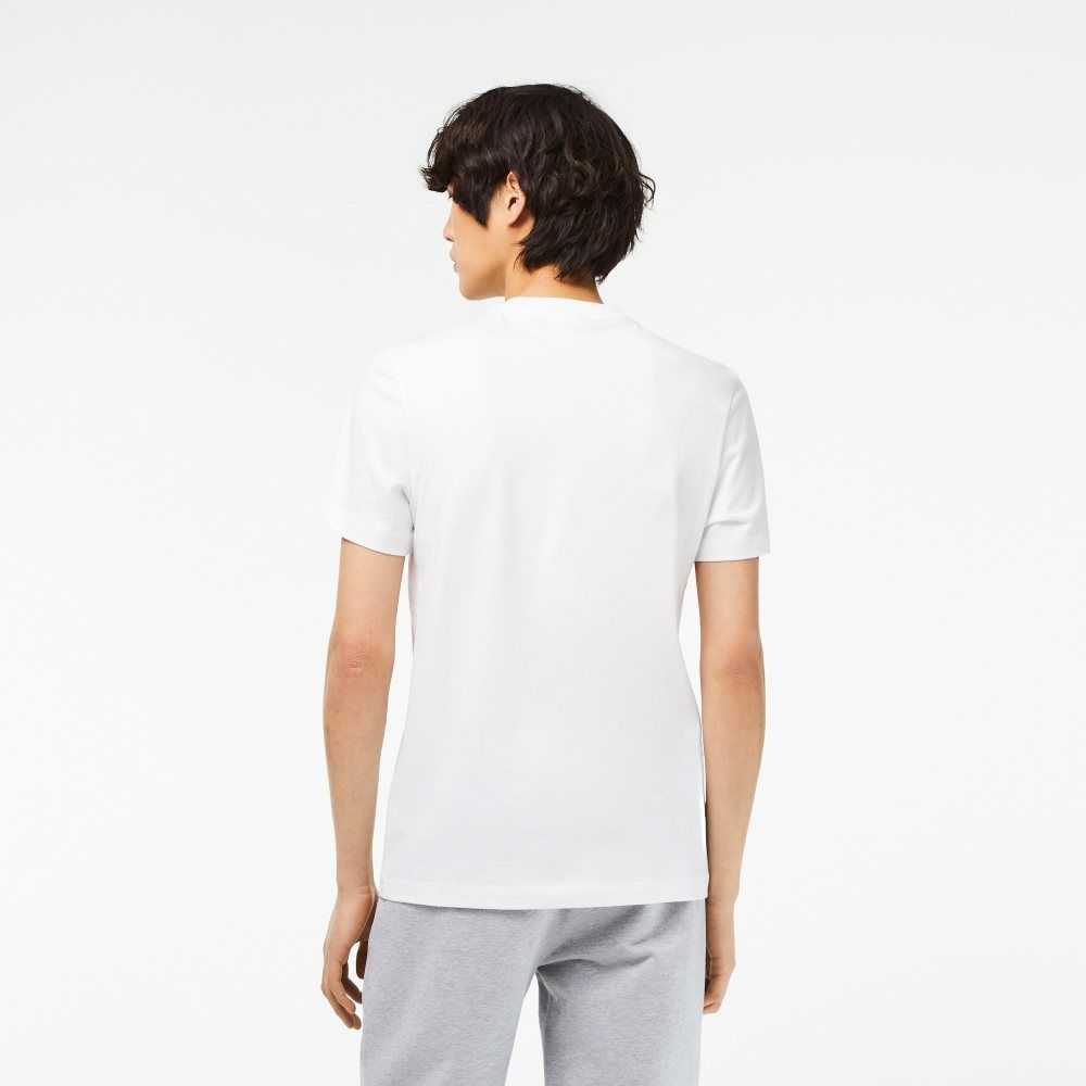 Lacoste Cotton Jersey Print T-Shirt White | ZSX-048596