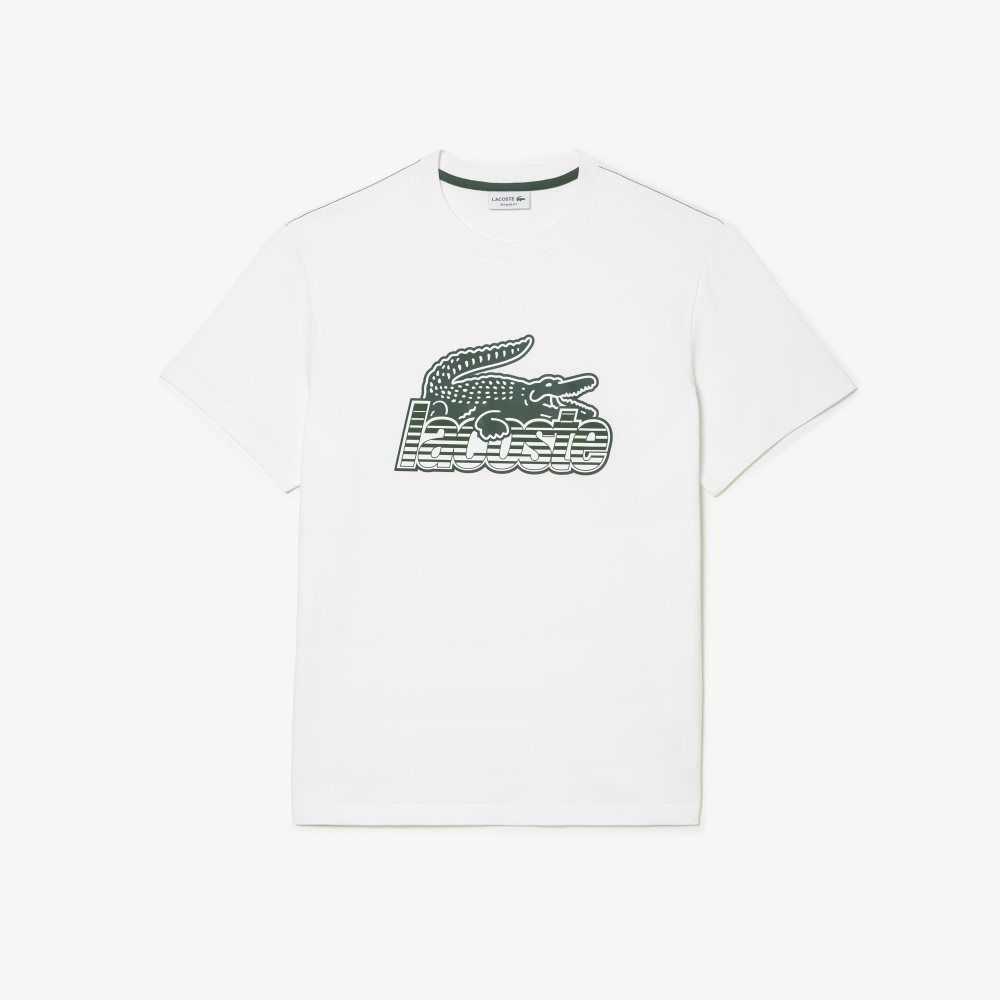 Lacoste Cotton Jersey Print T-Shirt White | ZSX-048596