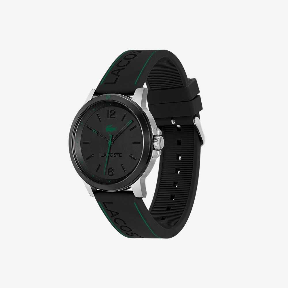 Lacoste Court 3 Hands Black Silicone Watch Black | MUS-547162