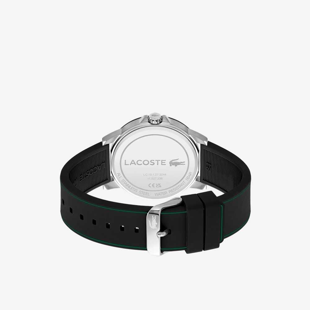 Lacoste Court 3 Hands Black Silicone Watch Black | MUS-547162