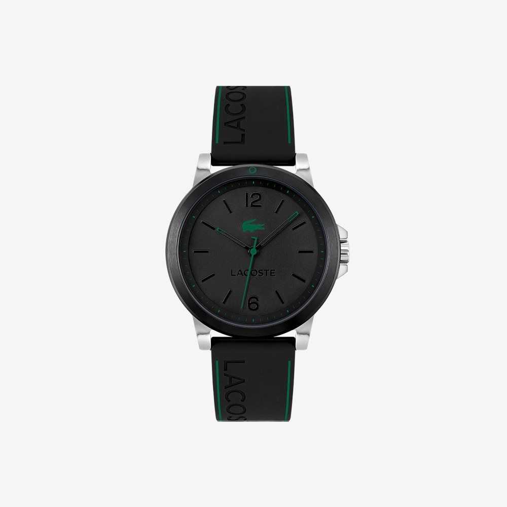 Lacoste Court 3 Hands Black Silicone Watch Black | MUS-547162