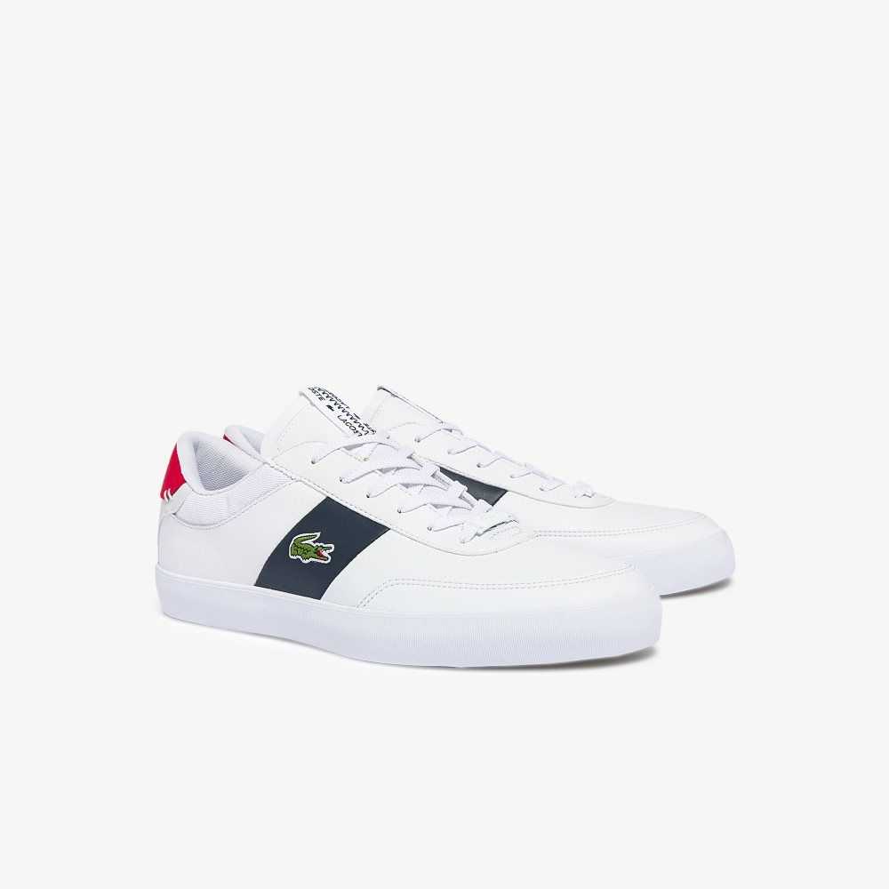 Lacoste Court-Master Leather and Sneakers Wht/Nvy/Red | DXY-982136