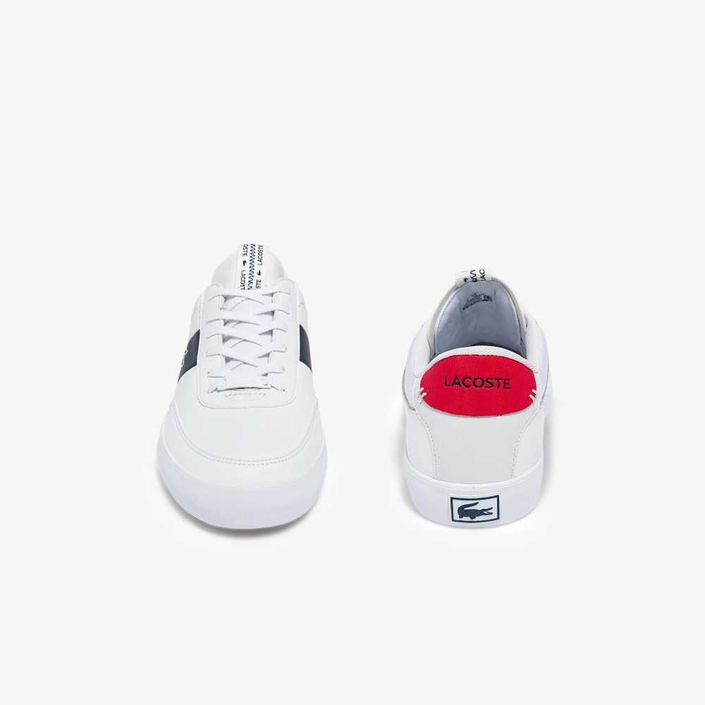 Lacoste Court-Master Leather and Sneakers Wht/Nvy/Red | DXY-982136