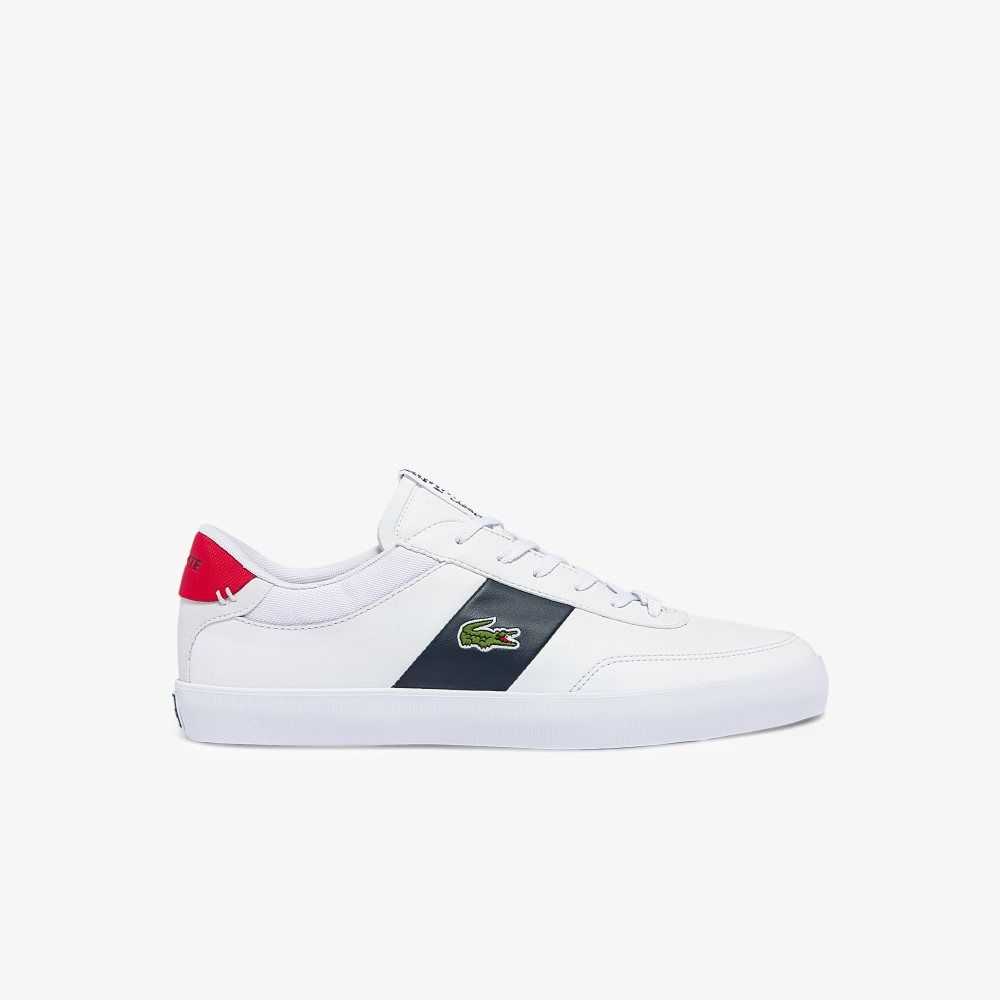 Lacoste Court-Master Leather and Sneakers Wht/Nvy/Red | DXY-982136