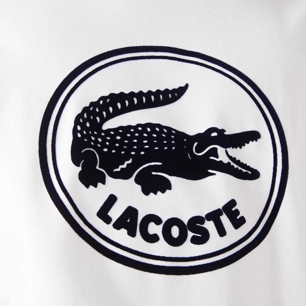 Lacoste Crew Neck 3D Printed logo Cotton T-Shirt White | SDB-725403