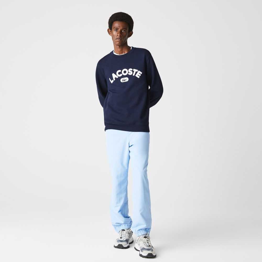 Lacoste Crew Neck Branded Terry Sweatshirt Navy Blue | MHB-859140