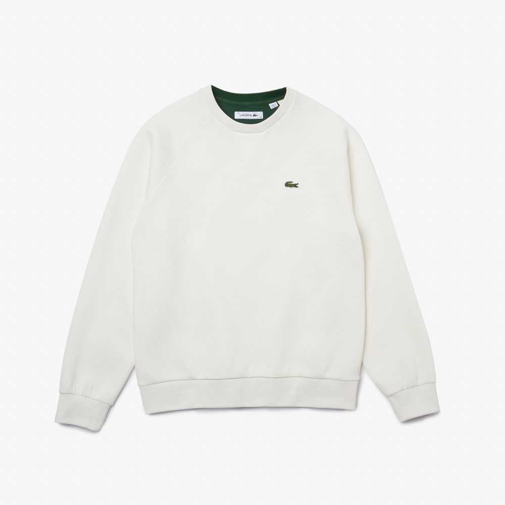 Lacoste Crew Neck Cotton Blend Sweatshirt White | NPK-472619