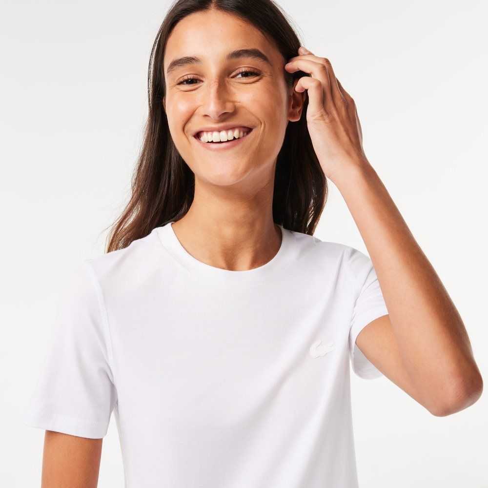 Lacoste Crew Neck Cotton Blend T-Shirt White | IVJ-718320