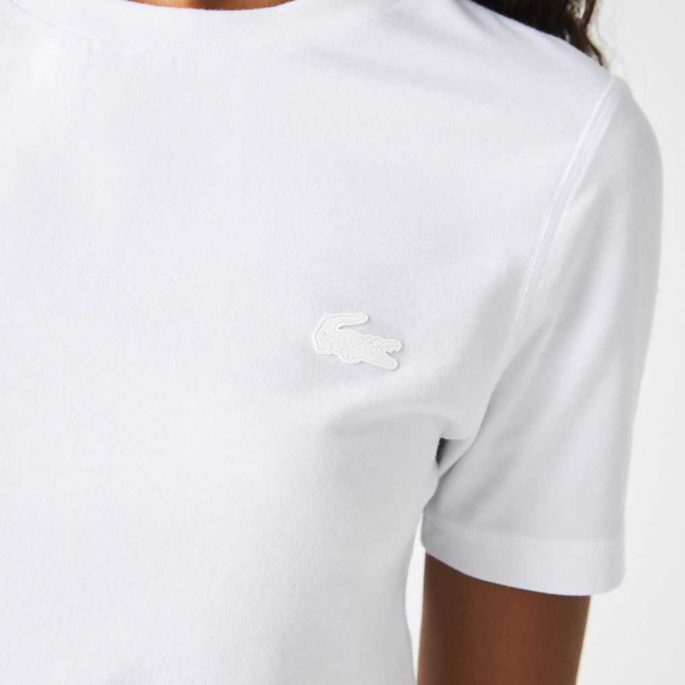 Lacoste Crew Neck Cotton Blend T-Shirt White | IVJ-718320