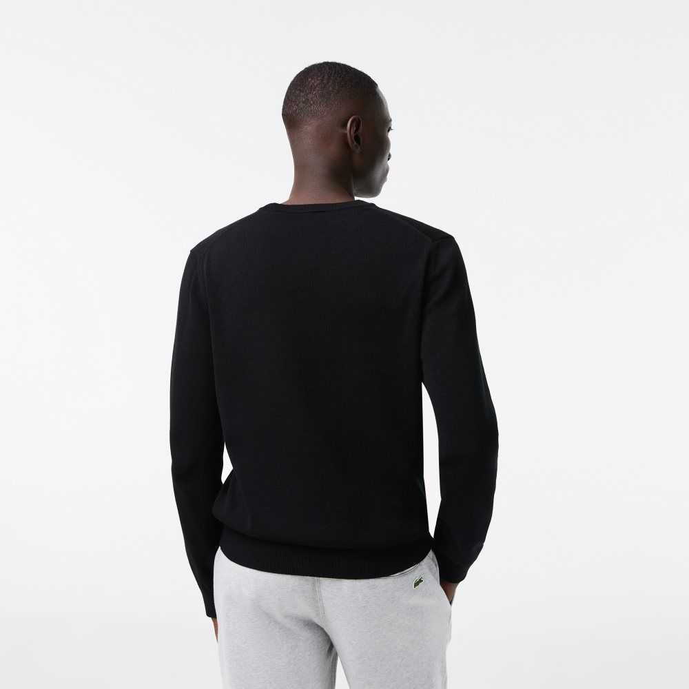 Lacoste Crew Neck Cotton Sweater Black | SYD-659210