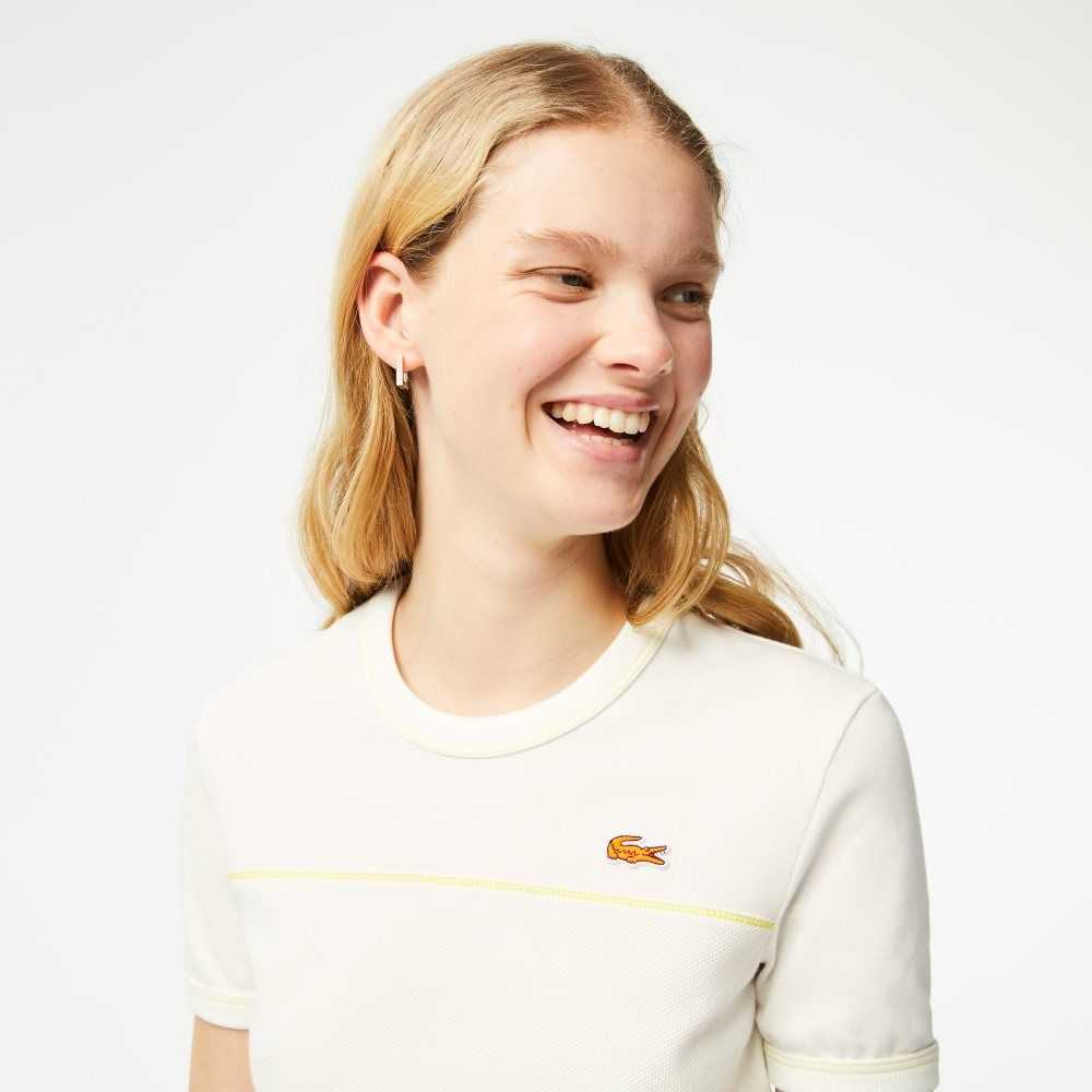 Lacoste Crew Neck French Made Organic Cotton Pique T-Shirt White | JLI-936287