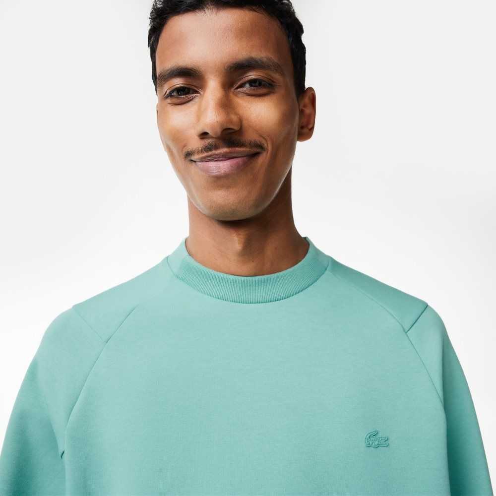 Lacoste Crew Neck Kangaroo Pocket Cotton Blend Sweatshirt Mint | EGX-904516