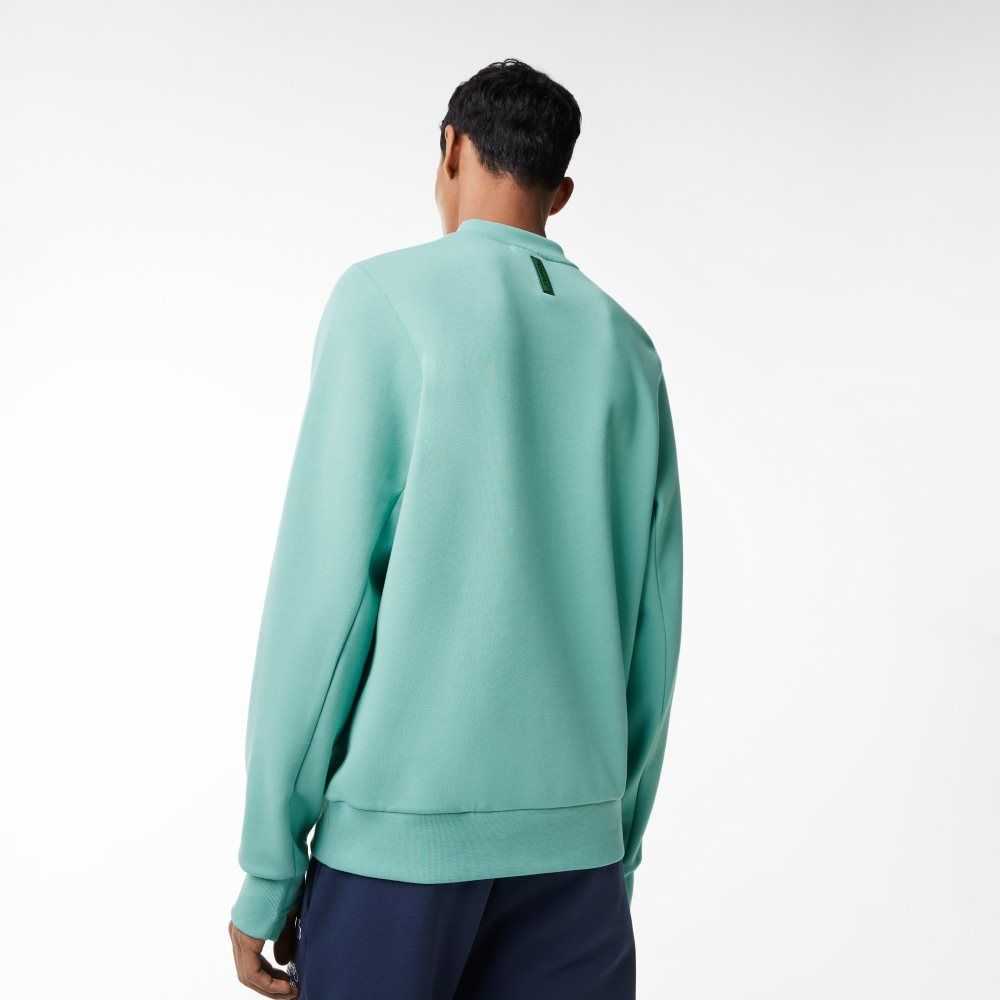 Lacoste Crew Neck Kangaroo Pocket Cotton Blend Sweatshirt Mint | EGX-904516