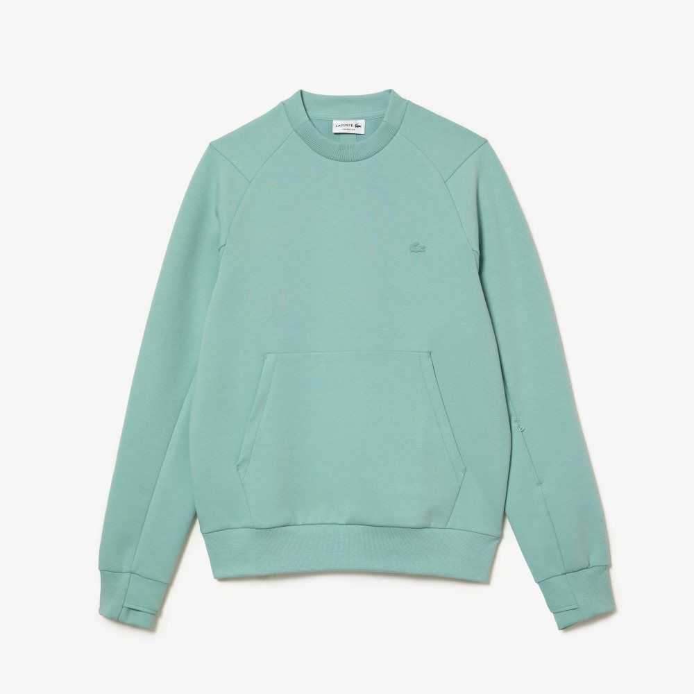 Lacoste Crew Neck Kangaroo Pocket Cotton Blend Sweatshirt Mint | EGX-904516