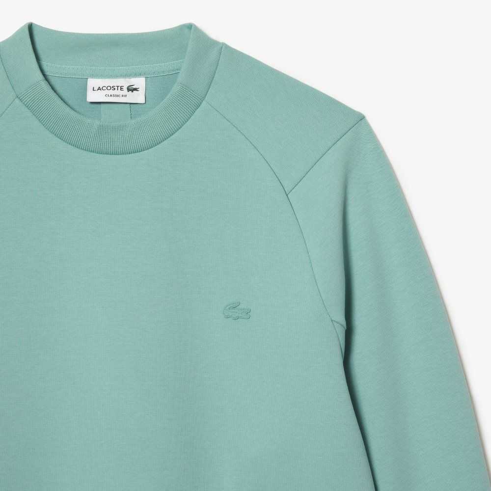 Lacoste Crew Neck Kangaroo Pocket Cotton Blend Sweatshirt Mint | EGX-904516