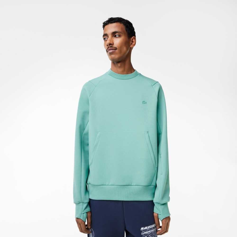 Lacoste Crew Neck Kangaroo Pocket Cotton Blend Sweatshirt Mint | EGX-904516