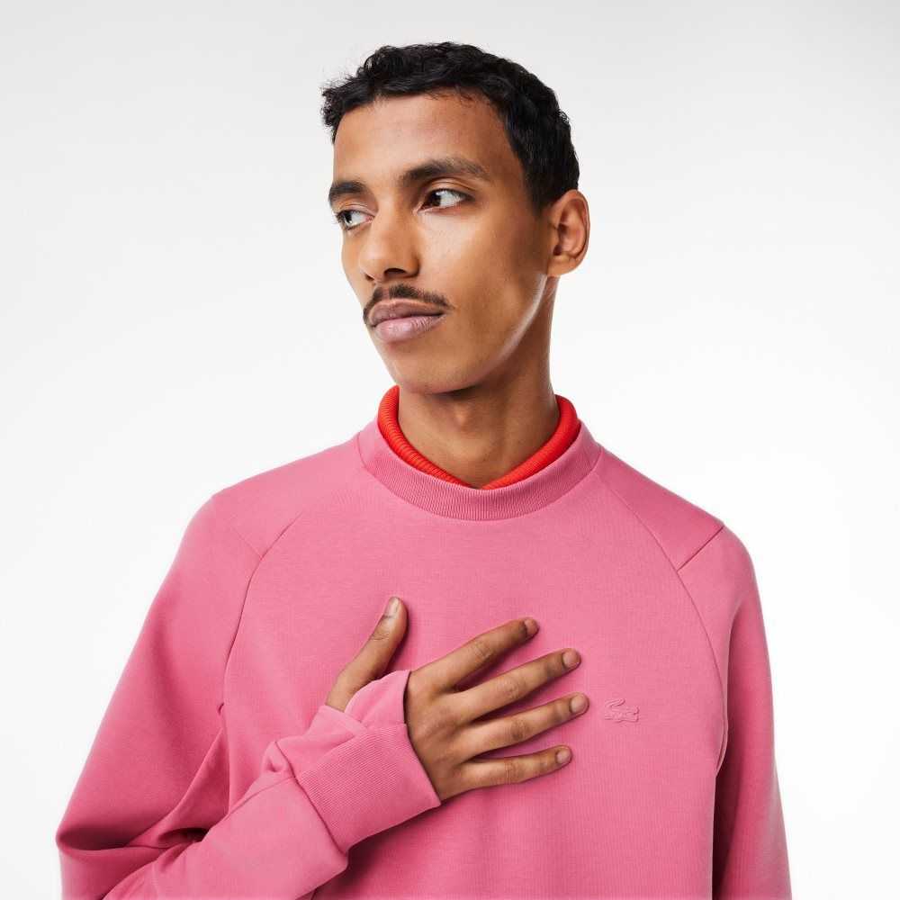 Lacoste Crew Neck Kangaroo Pocket Cotton Blend Sweatshirt Pink | JYZ-247193