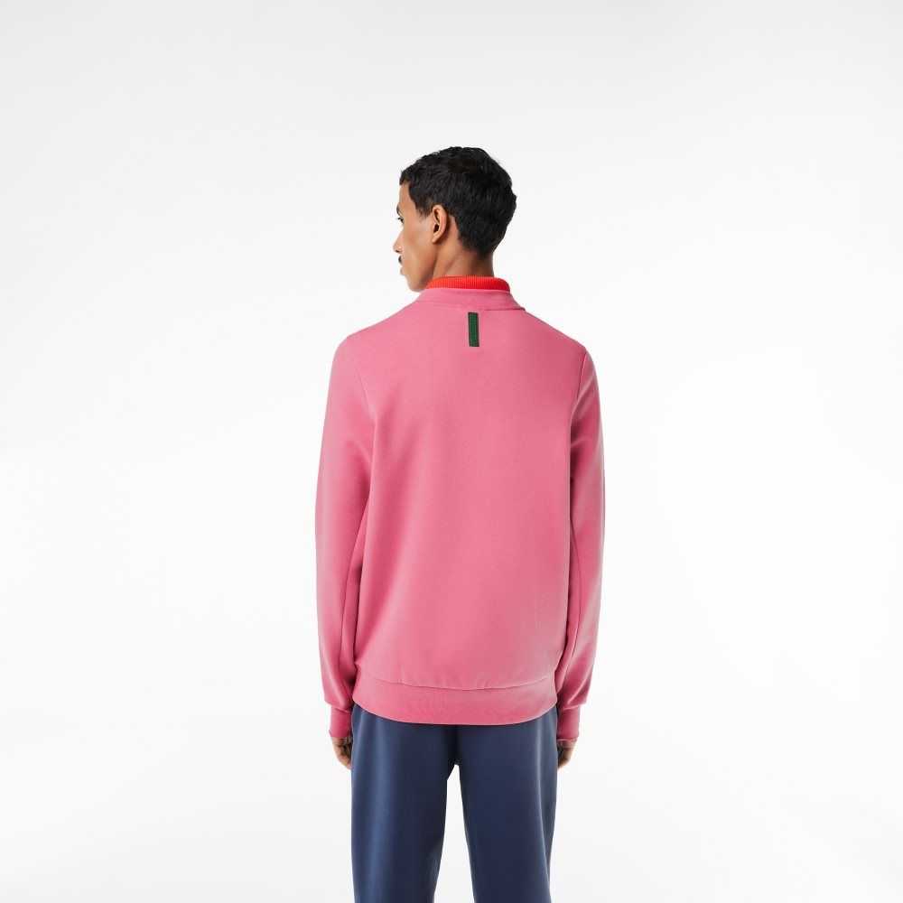 Lacoste Crew Neck Kangaroo Pocket Cotton Blend Sweatshirt Pink | JYZ-247193