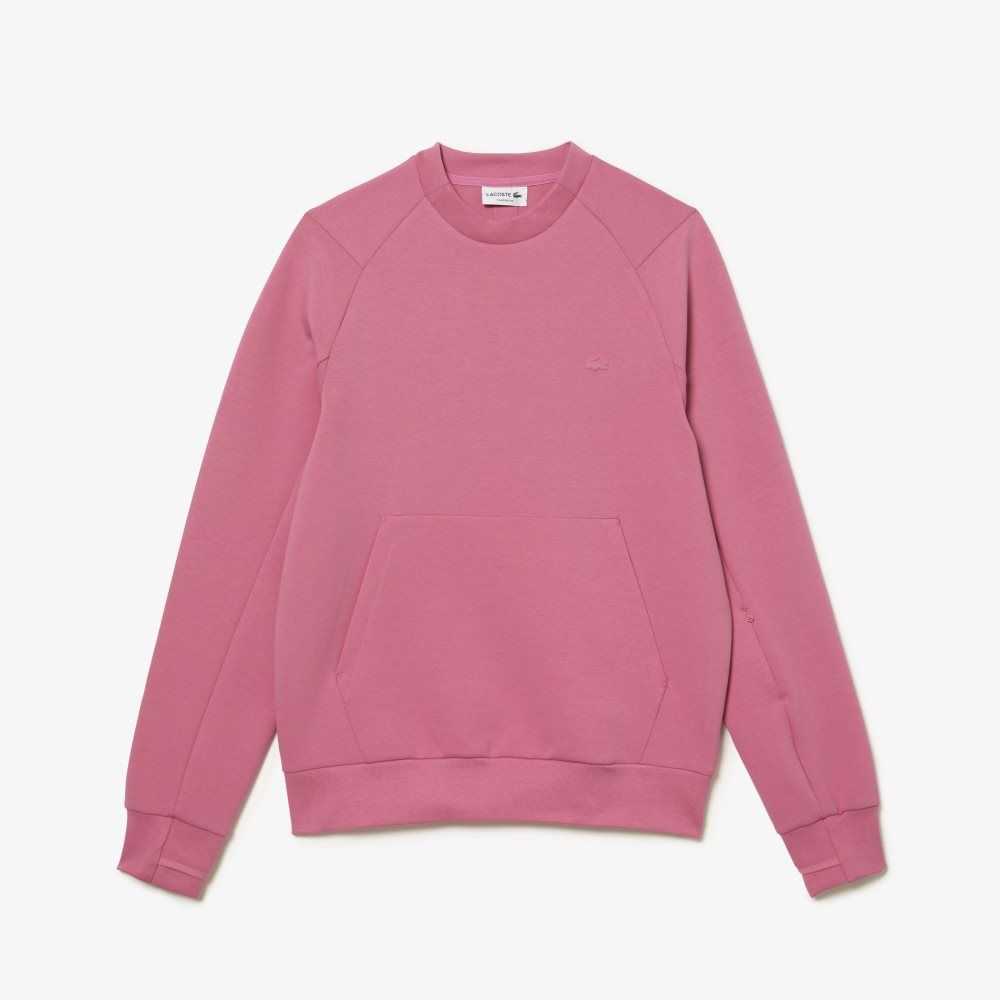 Lacoste Crew Neck Kangaroo Pocket Cotton Blend Sweatshirt Pink | JYZ-247193