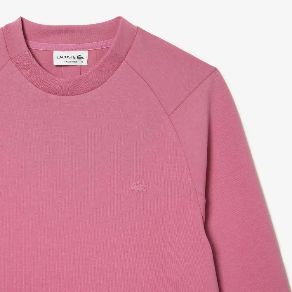 Lacoste Crew Neck Kangaroo Pocket Cotton Blend Sweatshirt Pink | JYZ-247193