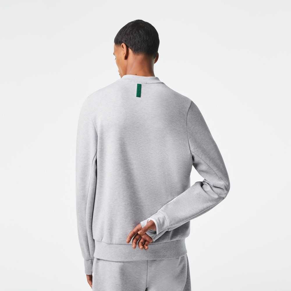 Lacoste Crew Neck Kangaroo Pocket Cotton Blend Sweatshirt Grey Chine | MBF-942580