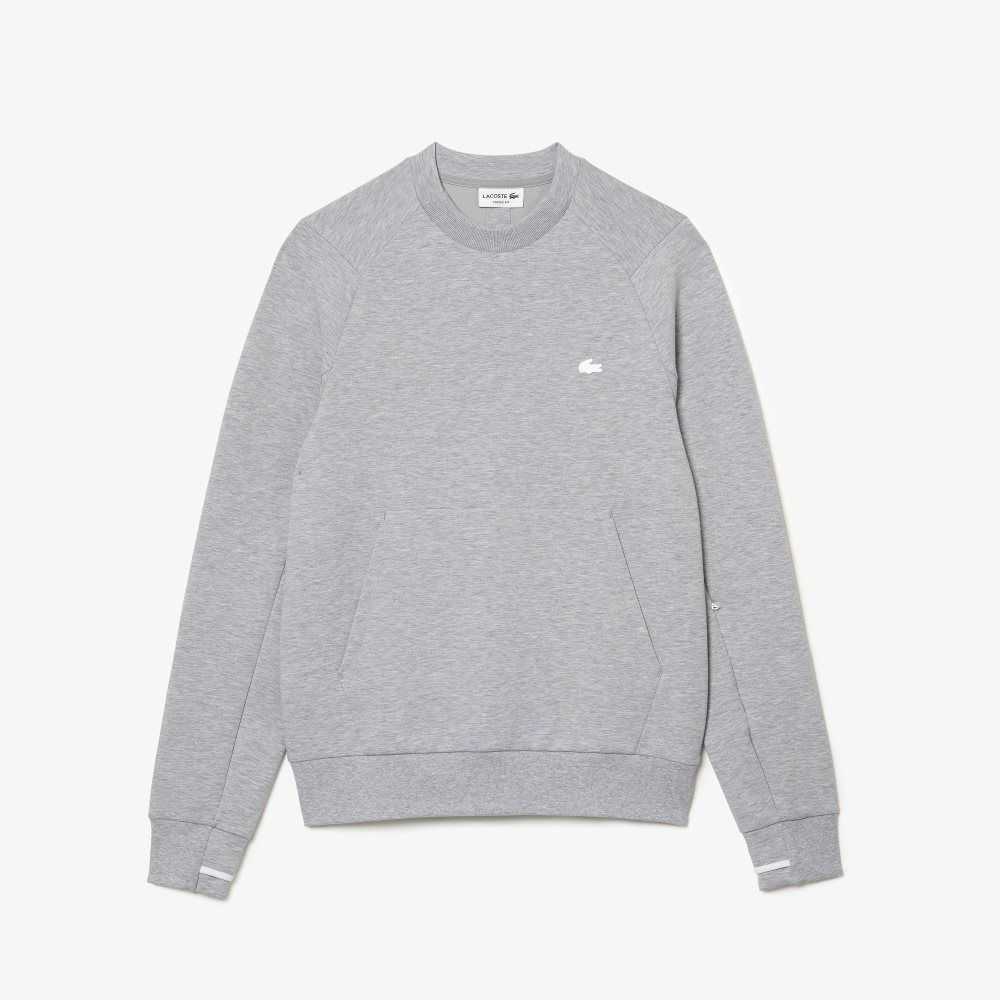 Lacoste Crew Neck Kangaroo Pocket Cotton Blend Sweatshirt Grey Chine | MBF-942580