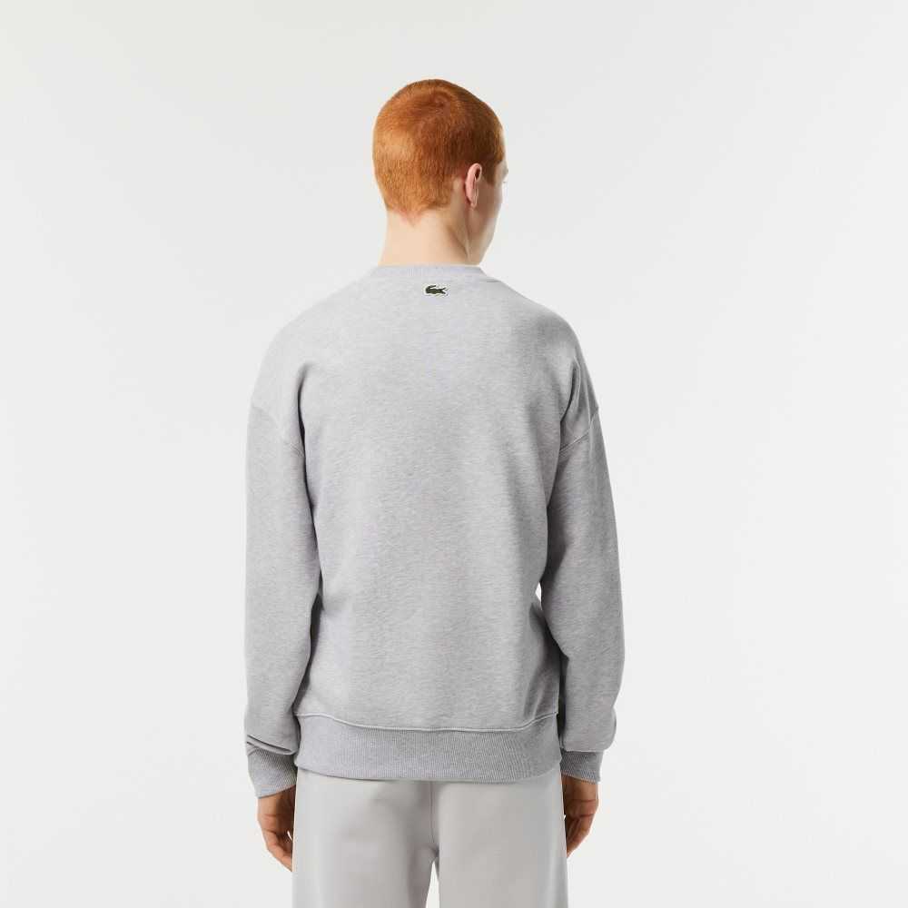 Lacoste Crew Neck Loose Fit Croc Print Sweatshirt Grey Chine | URQ-048153