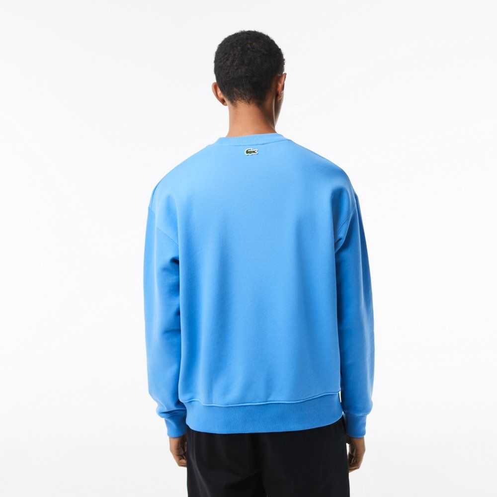 Lacoste Crew Neck Loose Fit Croc Print Sweatshirt Blue | VSW-021794