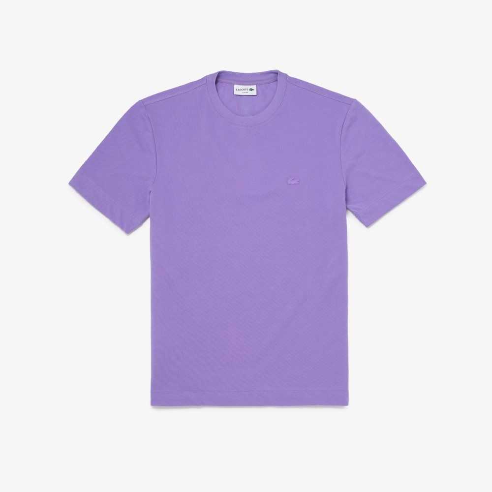 Lacoste Crew Neck Organic Cotton Pique Blend T-Shirt Purple | QGU-536790