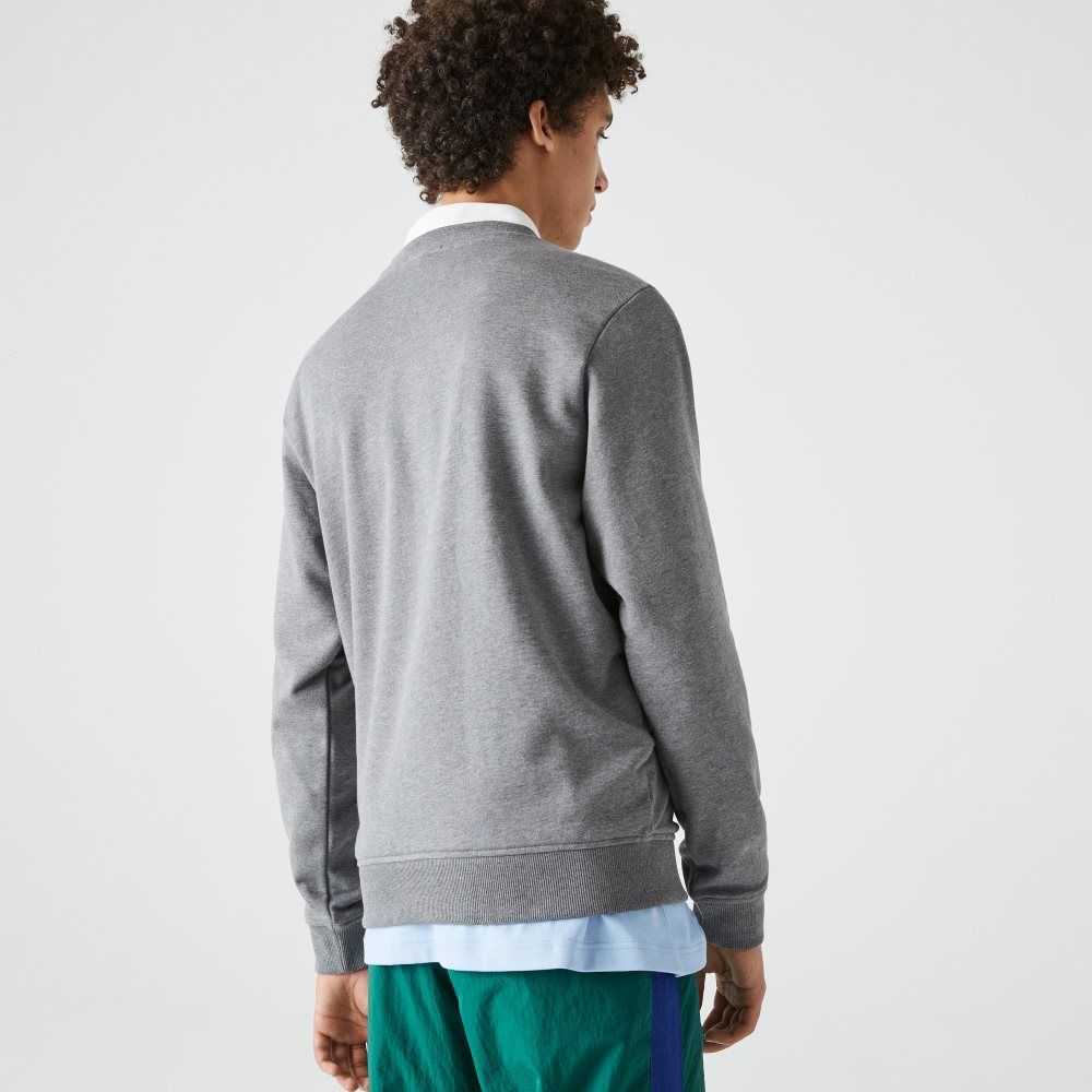 Lacoste Crew Neck Organic Cotton Sweatshirt Grey Chine | VXJ-047528